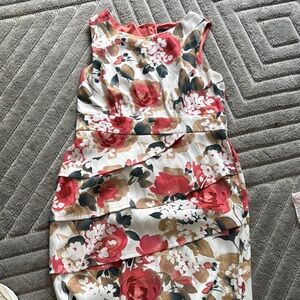 Connected Apparel Red and Green Ruffled Tiered Midi Dress